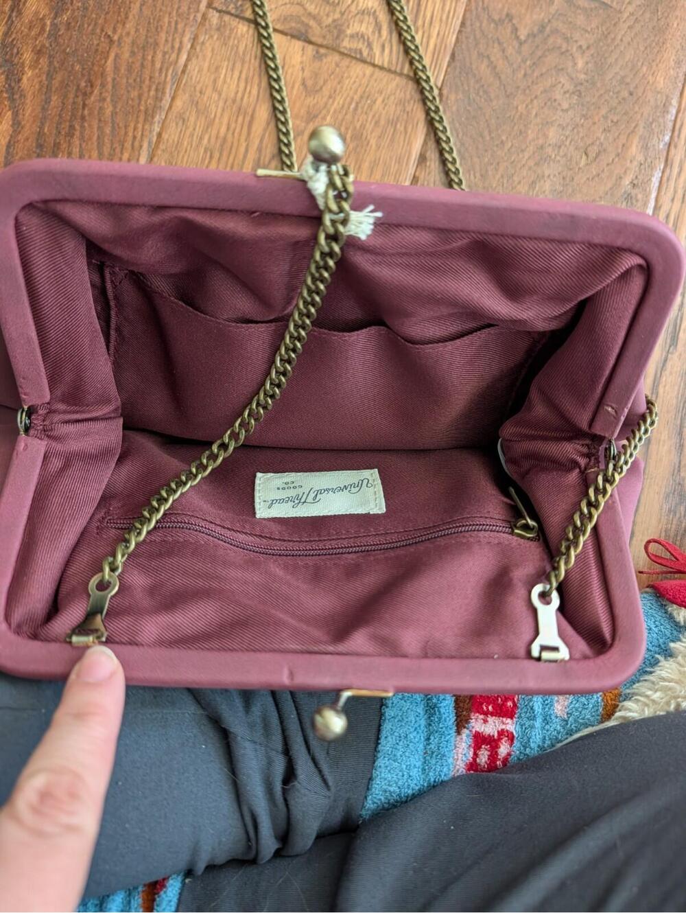 Universal Thread Women’s Suede Clutch Handbag Purse w/Chain Strap; Wine Berry - Picture 2 of 3